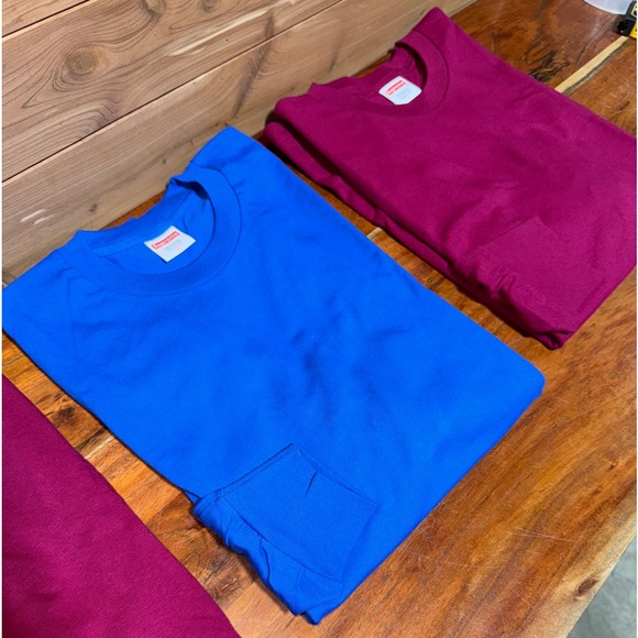 (3) NOS VTG Men’s Blank Supreme Made in USA Long Sleeve T-Shirts M Med NEW - LOT - Picture 3 of 9